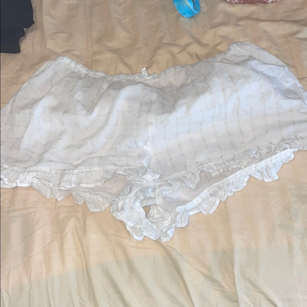 White Ruffled sleep Shorts